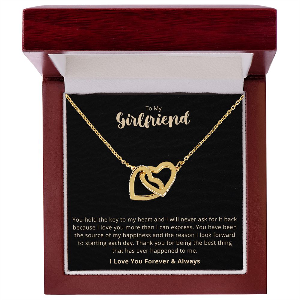 To My Girlfriend Key Interlocking Hearts Necklace