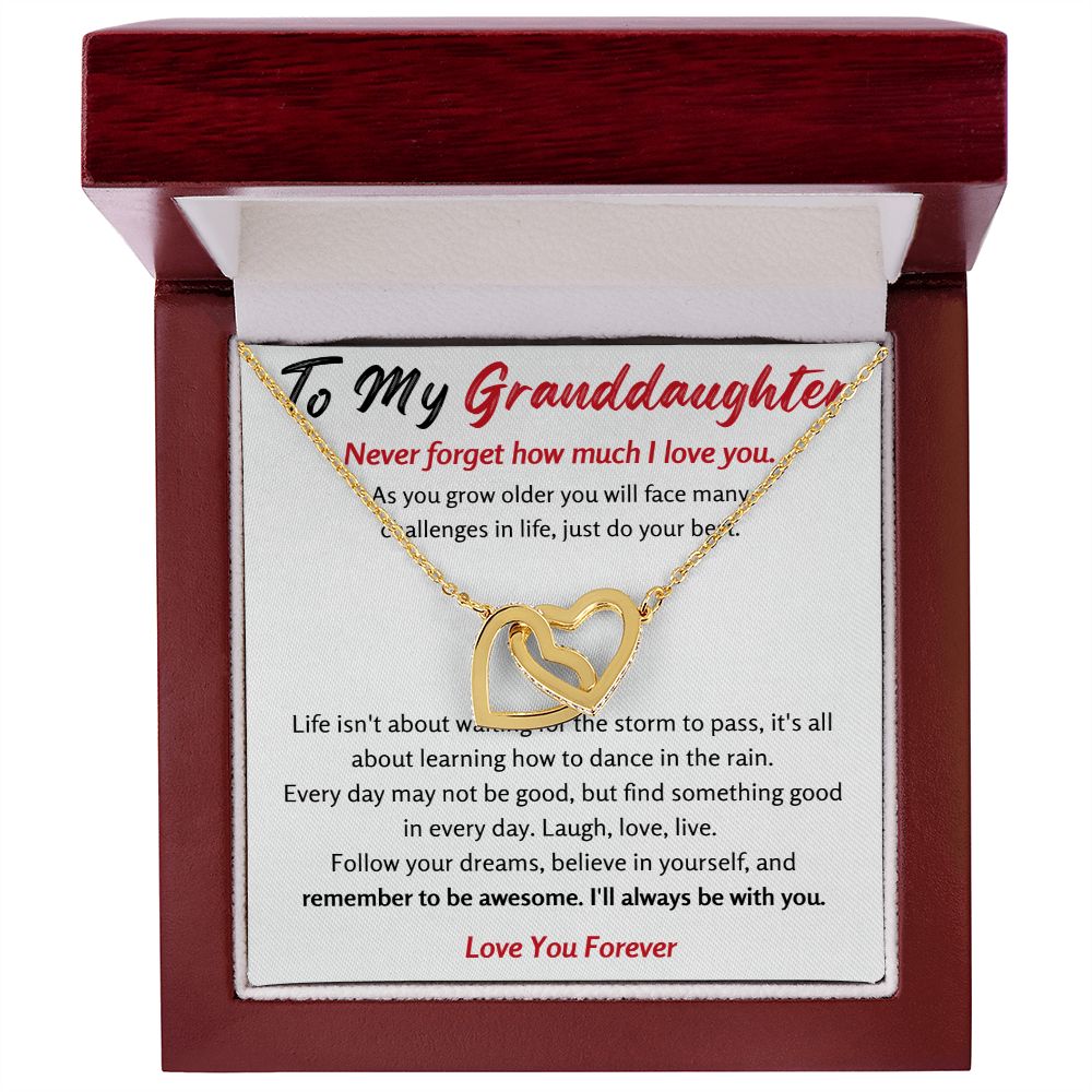 Granddaughter Necklace - Follow Your Dreams - Interlocking Hearts