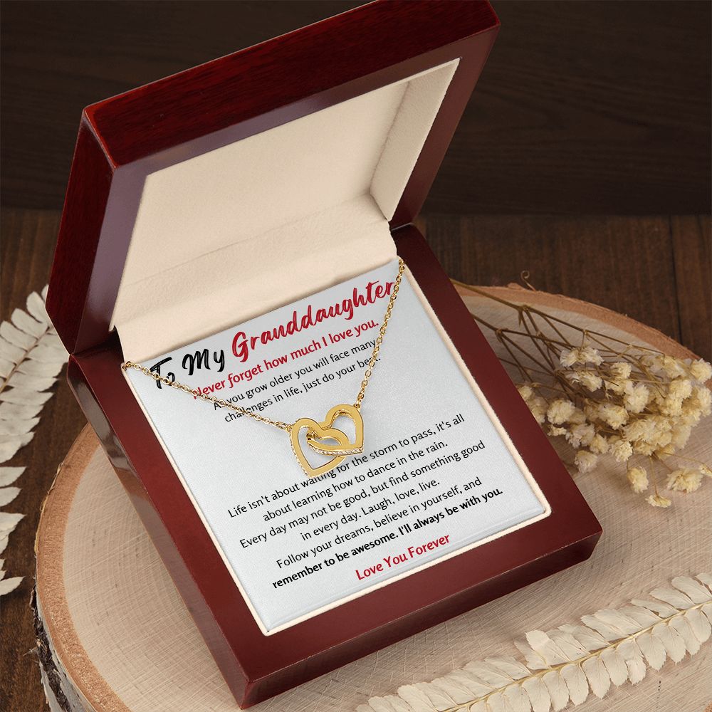 Granddaughter Necklace - Follow Your Dreams - Interlocking Hearts