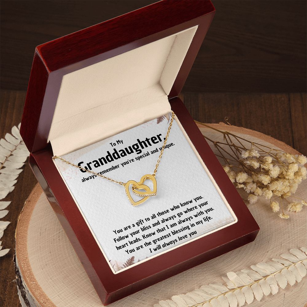 Granddaughter Necklace - The Greatest Blessing - Interlocking Hearts