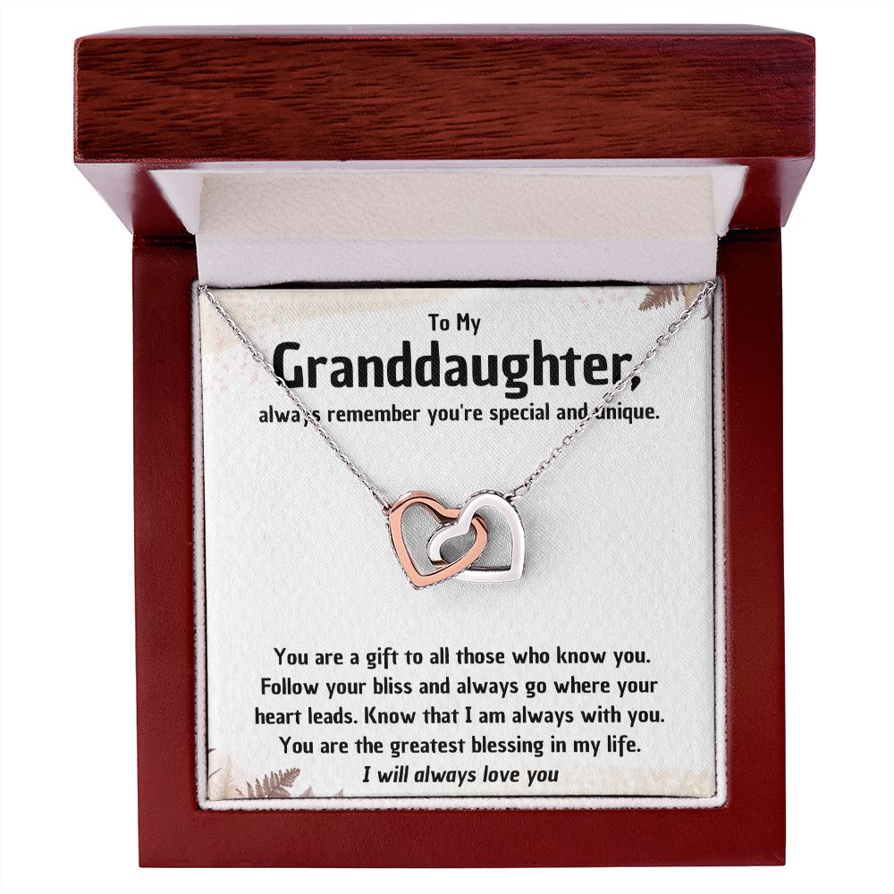 Granddaughter Necklace - The Greatest Blessing - Interlocking Hearts