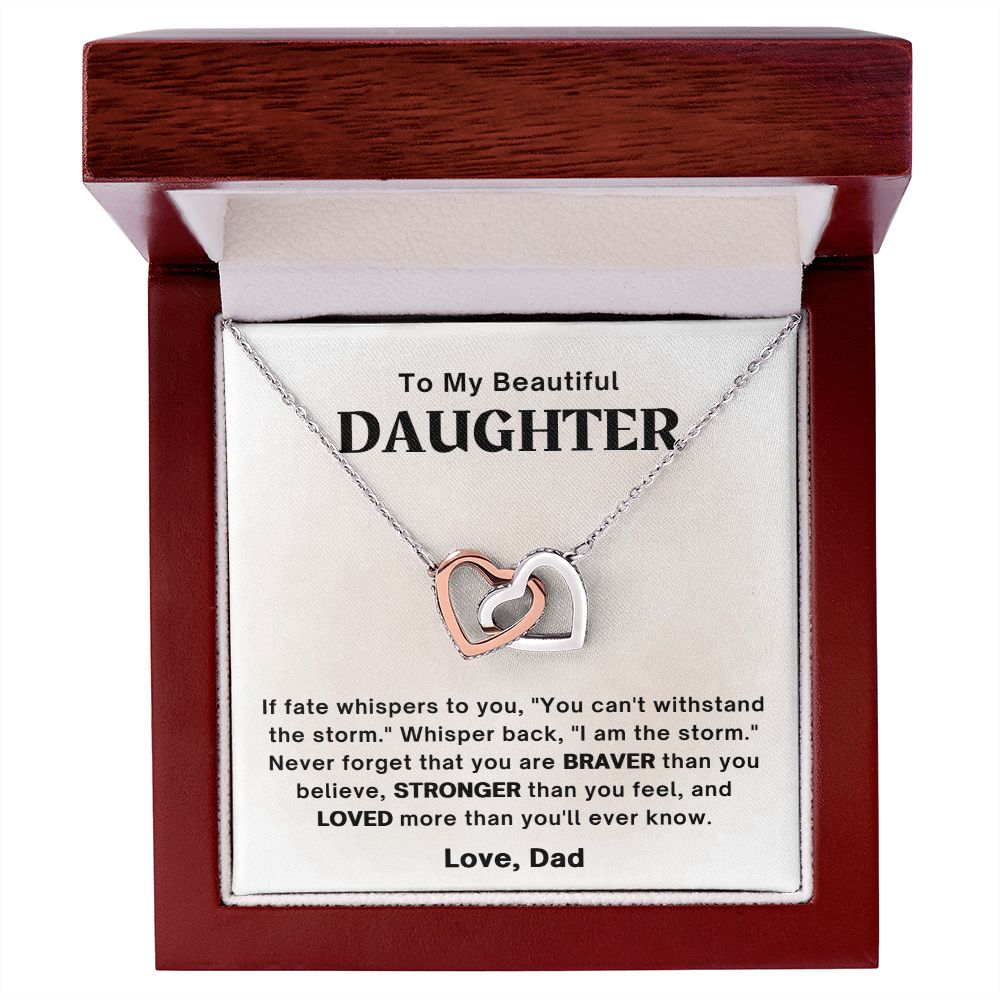 Daughter - You Are Braver - Interlocking Hearts Necklace