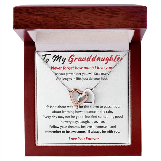 Granddaughter Necklace - Follow Your Dreams - Interlocking Hearts