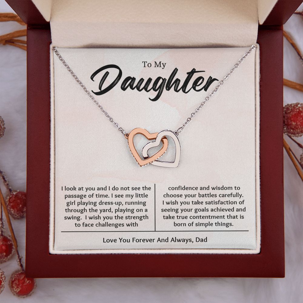 Daughter Gifts From Dad, Interlocking Hearts Necklace Birthday Gift for Daughter From Dad,To My Daughter Dad And Daughter Necklace,Father Daughter Necklace,Christmas Gift For Daughter Necklace,Mothers