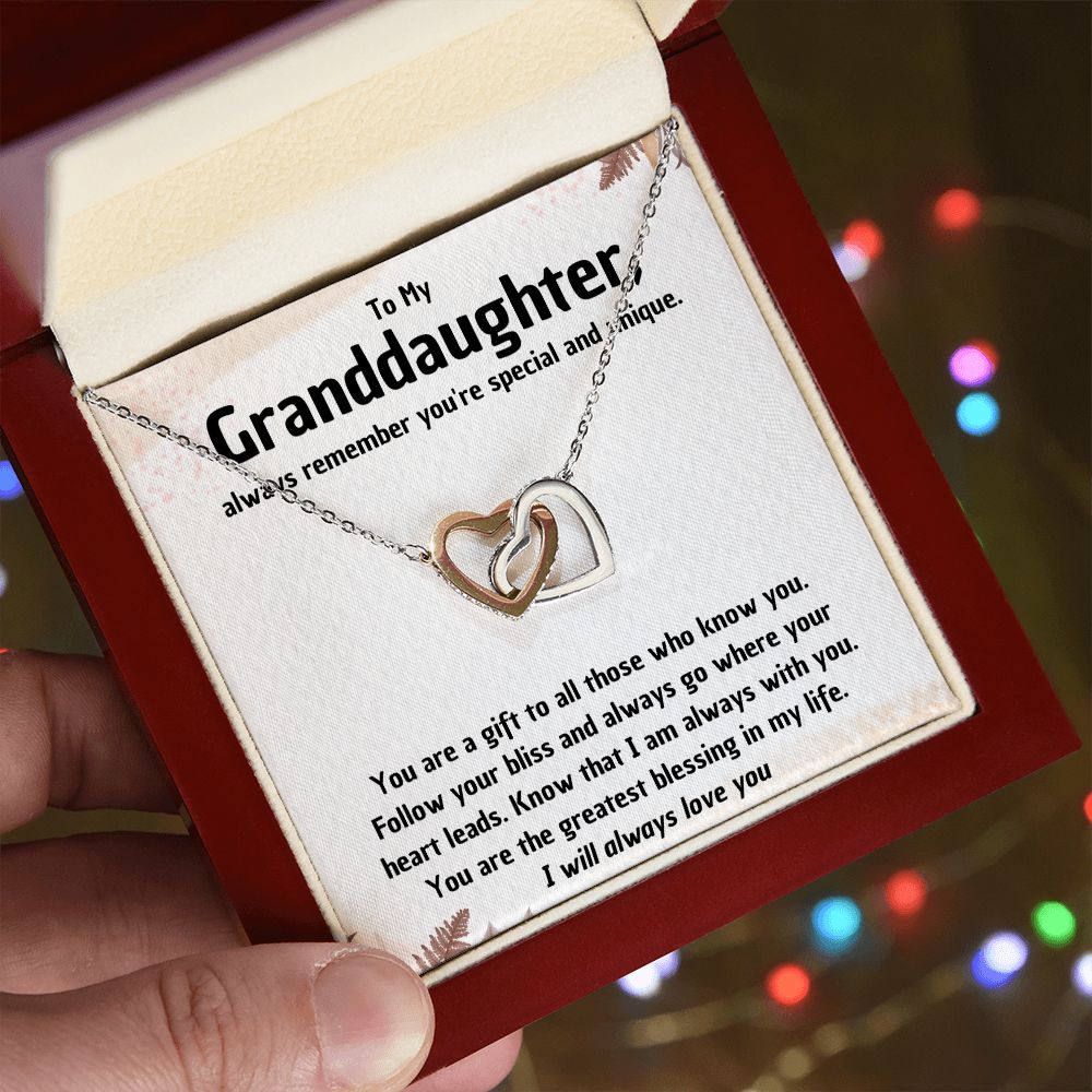 Granddaughter Necklace - The Greatest Blessing - Interlocking Hearts