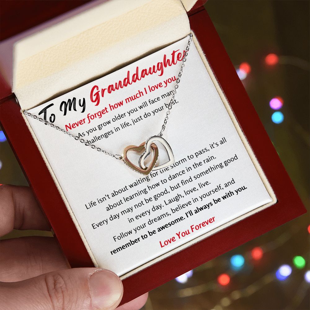 Granddaughter Necklace - Follow Your Dreams - Interlocking Hearts