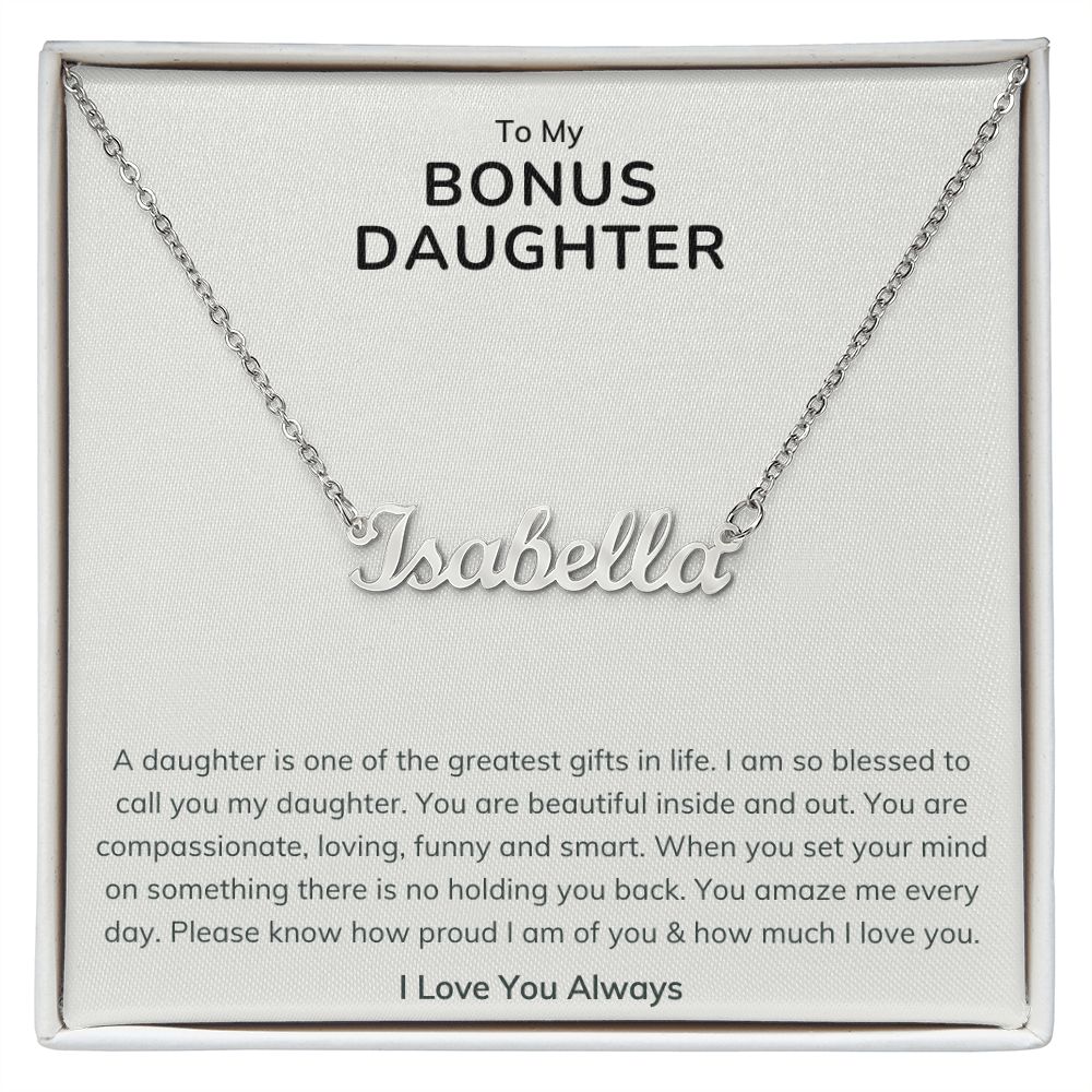 To My Bonus Daughter Compassionate Custom Name Necklace