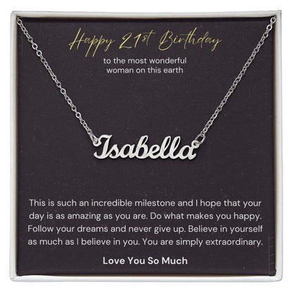 Happy 21st Birthday Milestone Custom Name Necklace