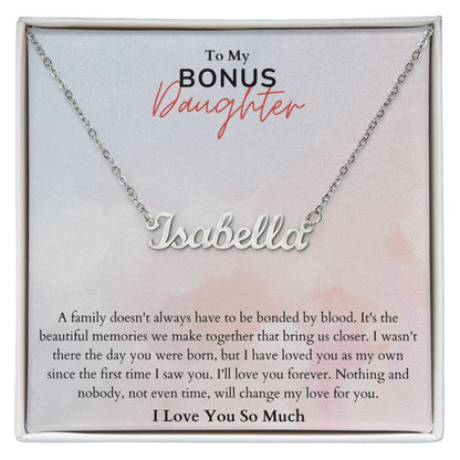 To My Bonus Daughter Beautiful Memories Custom Name Necklace