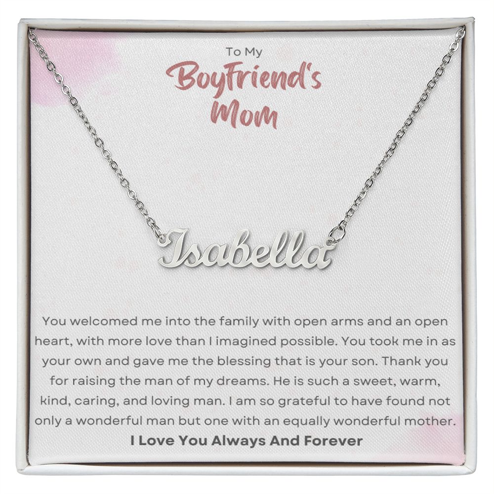 To My Boyfriends Mom - Thank You - Custom Name Necklace