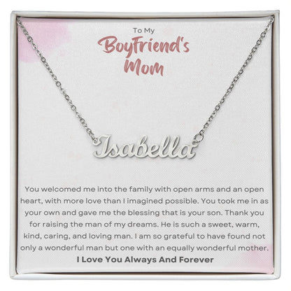 To My Boyfriends Mom - Thank You - Custom Name Necklace