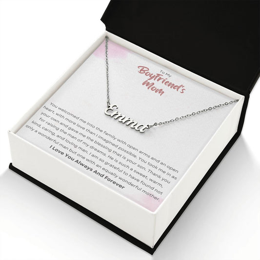 To My Boyfriends Mom - Thank You - Custom Name Necklace