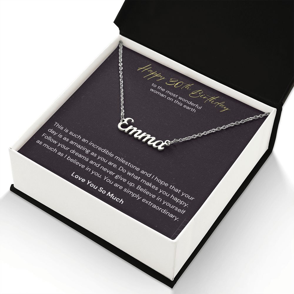 Happy 30th Birthday Milestone Custom Name Necklace