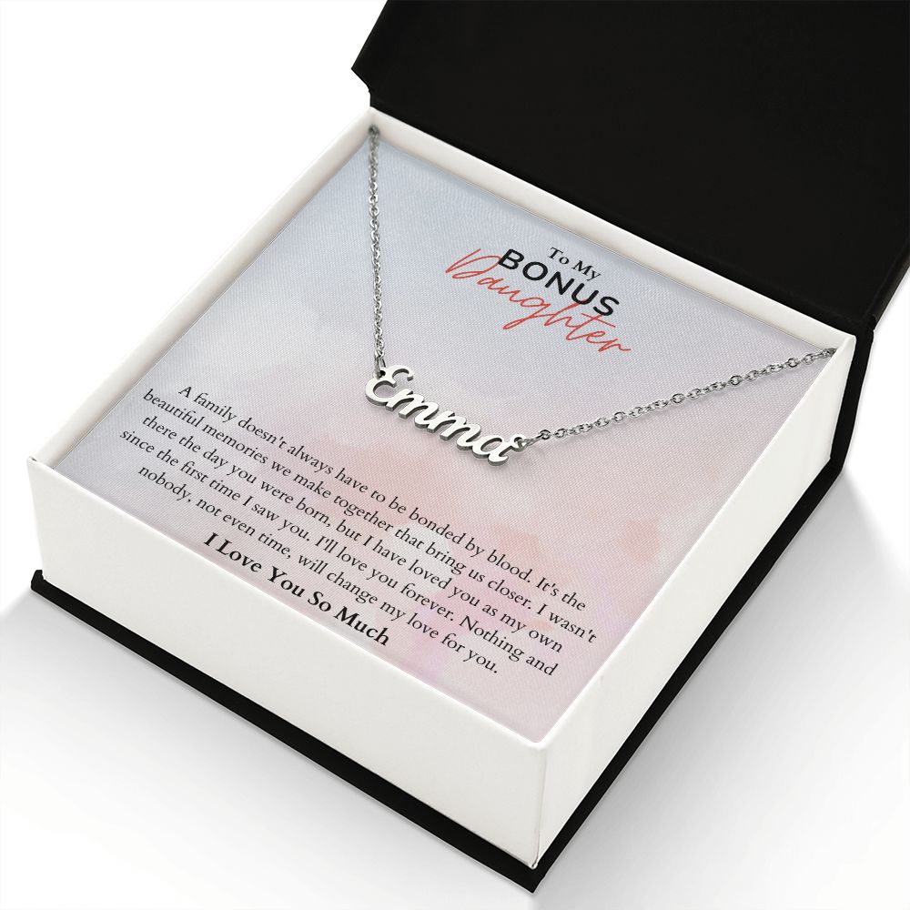 To My Bonus Daughter Beautiful Memories Custom Name Necklace