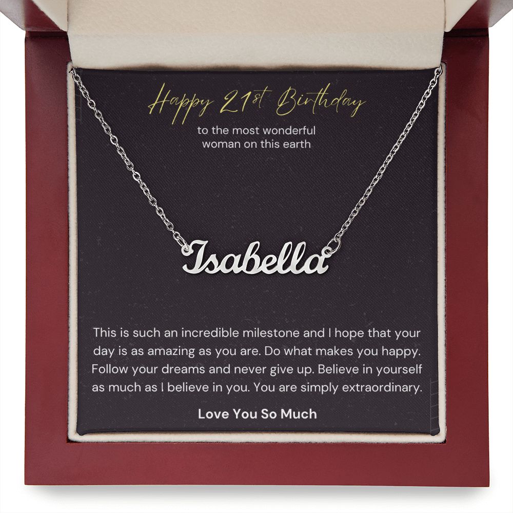 Happy 21st Birthday Milestone Custom Name Necklace