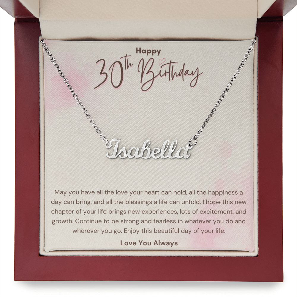 Happy 30th Birthday Blessings Custom Name Necklace