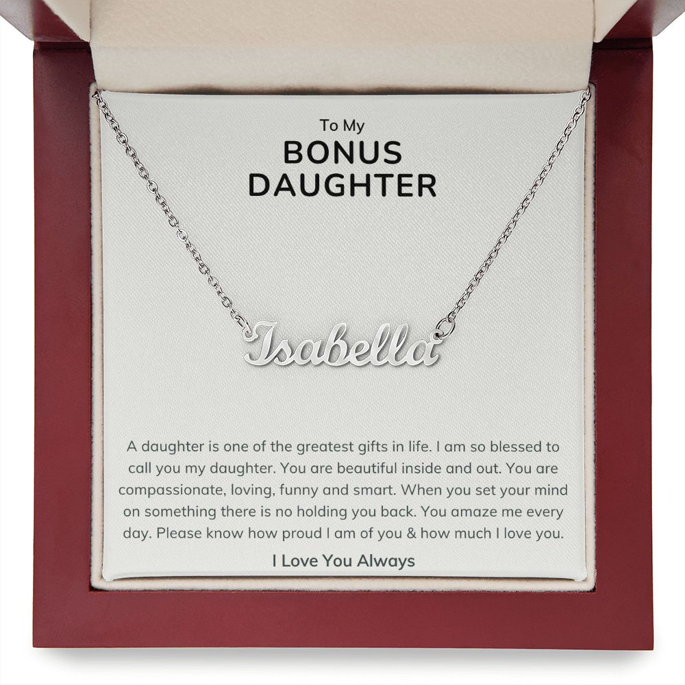 To My Bonus Daughter Compassionate Custom Name Necklace