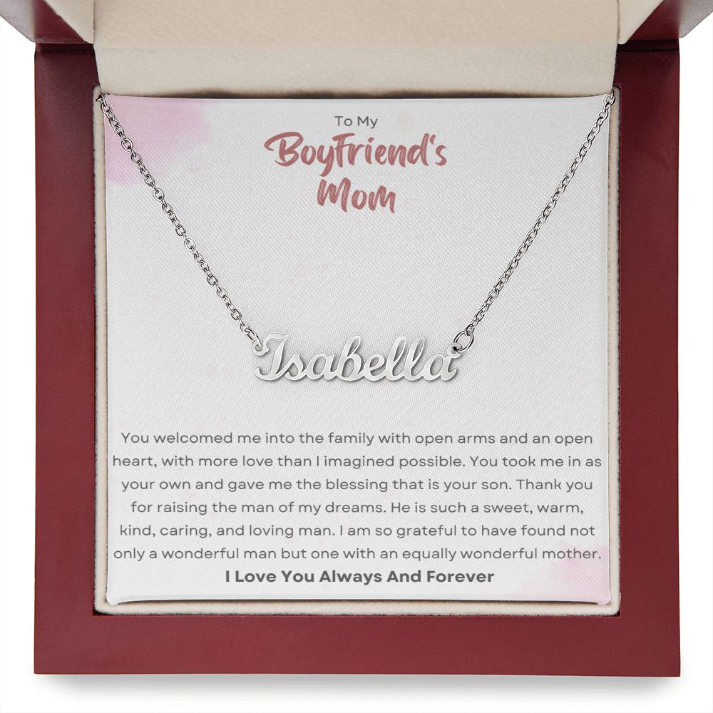 To My Boyfriends Mom - Thank You - Custom Name Necklace