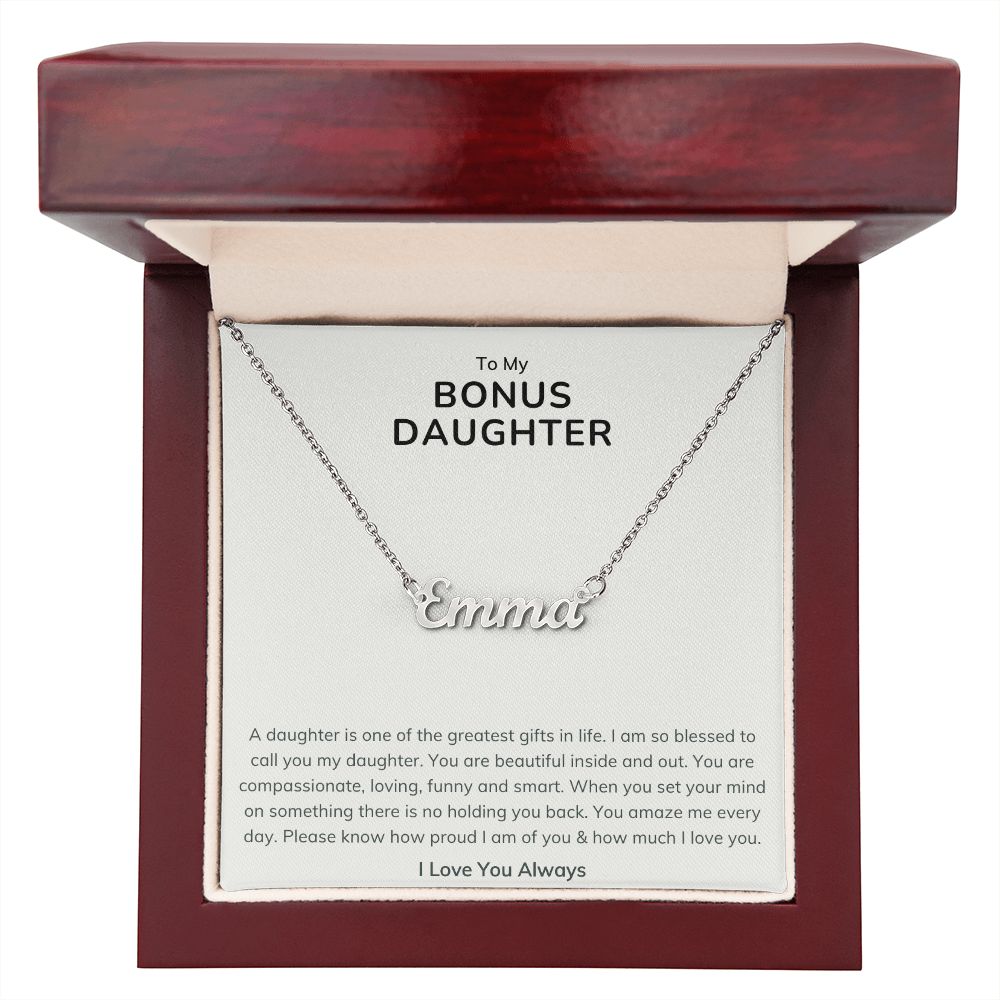 To My Bonus Daughter Compassionate Custom Name Necklace