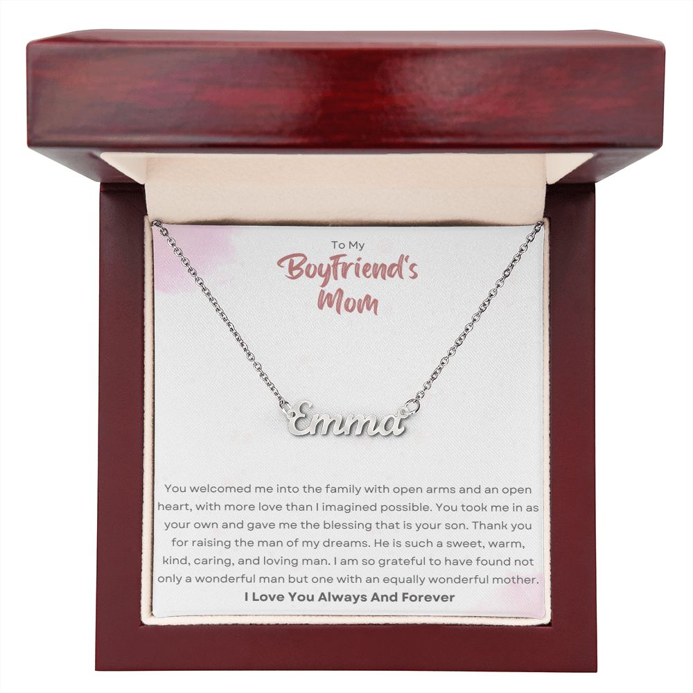 To My Boyfriends Mom - Thank You - Custom Name Necklace