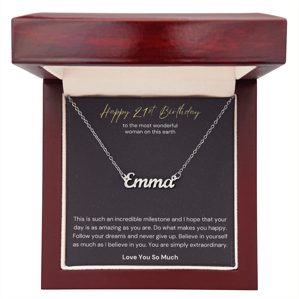 Happy 21st Birthday Milestone Custom Name Necklace