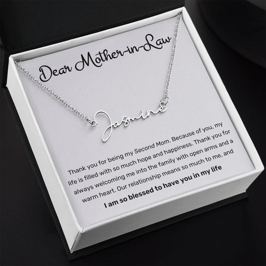 Dear Mother In Law Second Mom Signature Name Necklace