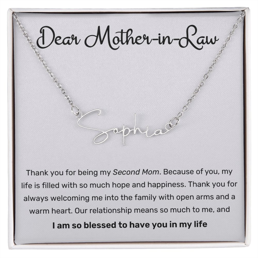 Dear Mother In Law Second Mom Signature Name Necklace