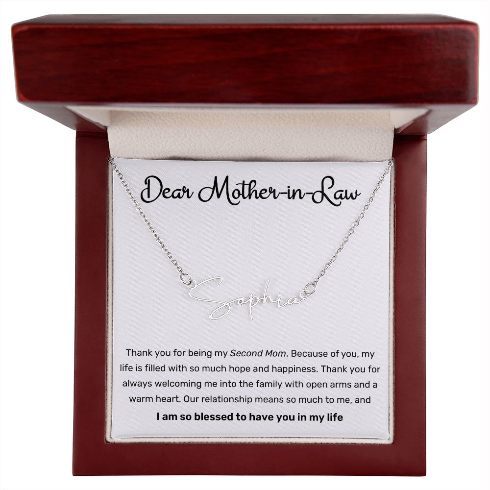 Dear Mother In Law Second Mom Signature Name Necklace