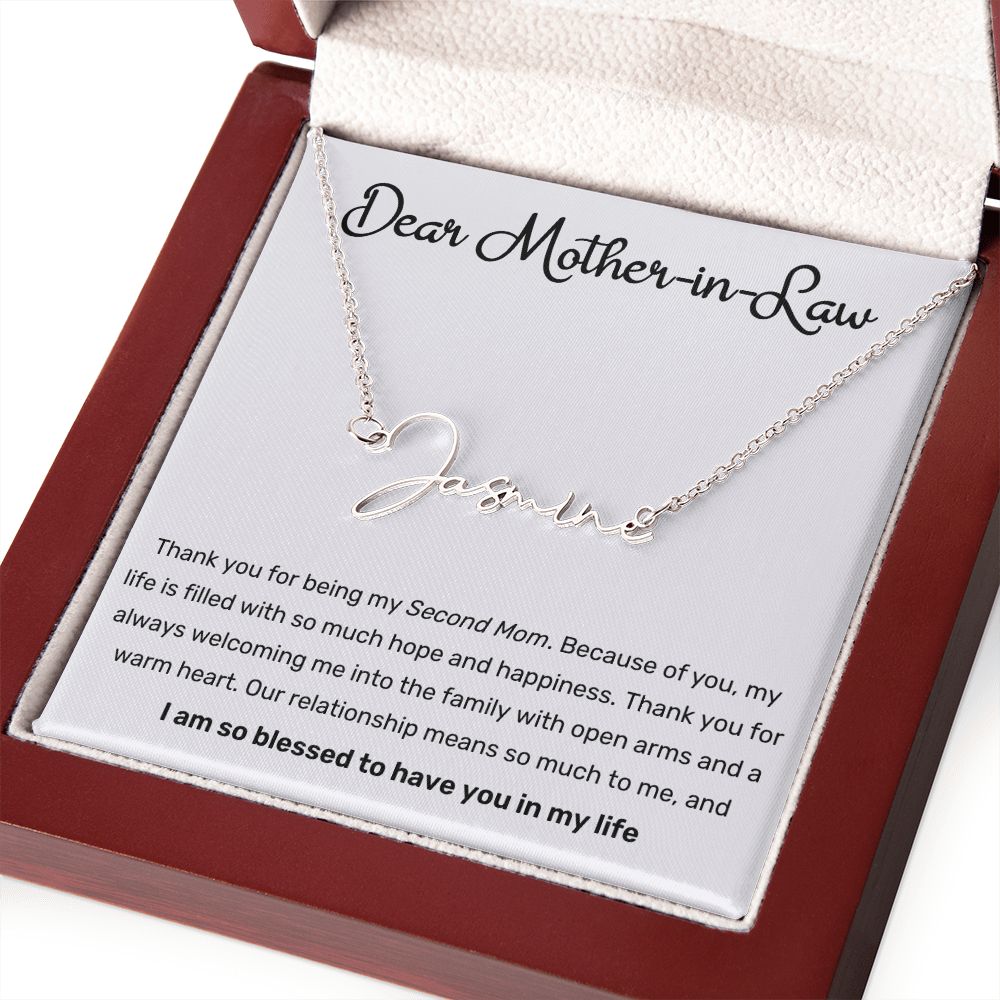 Dear Mother In Law Second Mom Signature Name Necklace