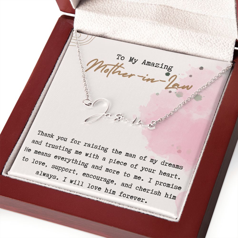 To My Amazing Mother In Law Promise Signature Name Necklace