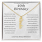 To A Special Woman On Her 40th Birthday Vertical Name Necklace